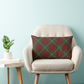 Red And Green Rustic Tartain Plaid Lumbar Pillow by DP_Holidays at Zazzle