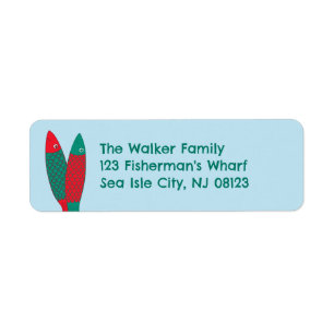 Red and Green Sardines Return Address Label