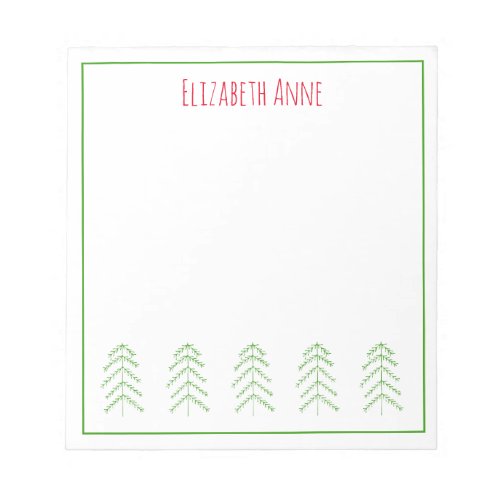 Red and Green Scandinavian Christmas Trees Notepad