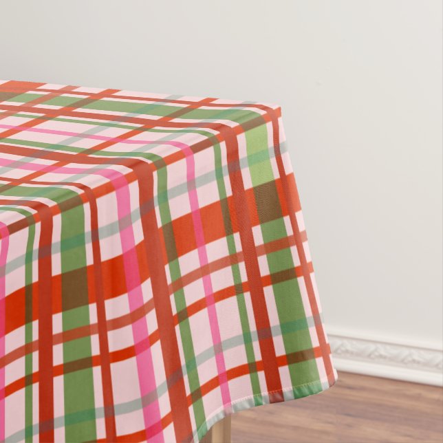 Red And Green Scottish Christmas Tartan  Tablecloth (In Situ)