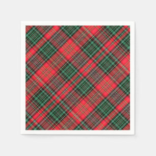 Red and Green Scottish Diagonal Tartan Plaid Napkins