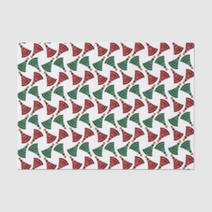 Red and Green Scribble Christmas Trees Tissue Paper