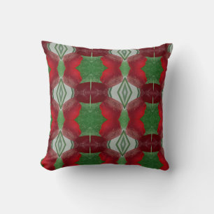 Red and Green sea glass abstract Throw Pillow