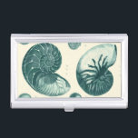 Red and Green Seashell Art Business Card Case<br><div class="desc">Artist Denis Diderot is talented and known for his great sea life images. In this vivid image, he captures two red and green crackled Conch seashells in their most natural style. Conches are often crackled like these two seashells and in a sepia looking tone. Get your seashell product today and...</div>