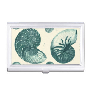 Red and Green Seashell Art Business Card Case