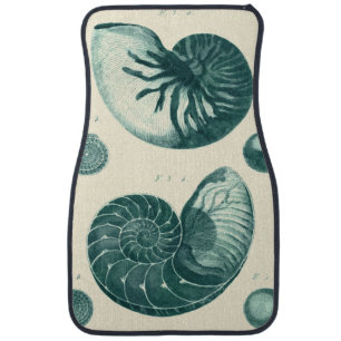 Red and Green Seashell Art Car Floor Mat