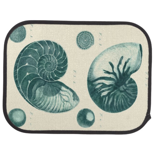 Red and Green Seashell Art Car Mat (Rear)