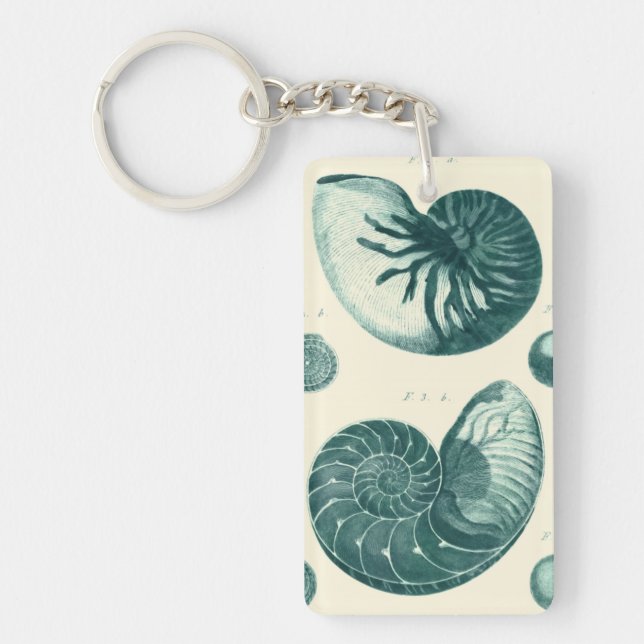 Red and Green Seashell Art Keychain (Front)