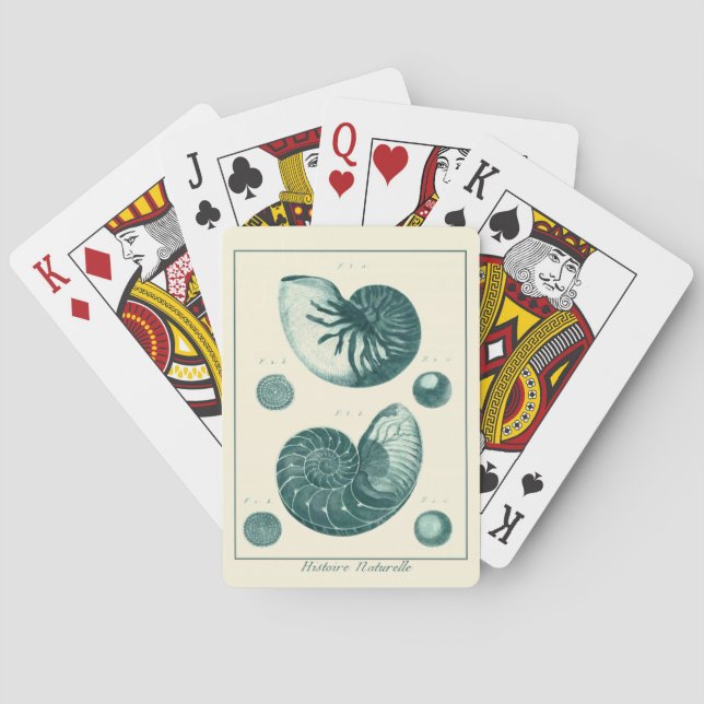 Red and Green Seashell Art Poker Cards (Back)