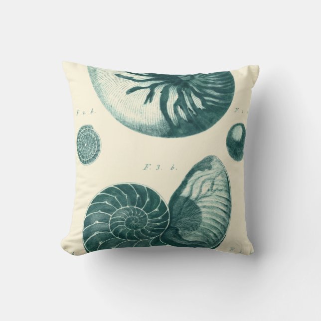 Red and Green Seashell Art Throw Pillow (Front)