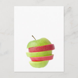 Red and green sliced apple postcard