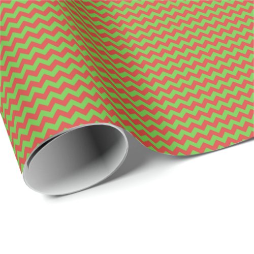 Red and Green Small Chevron Wrapping Paper
