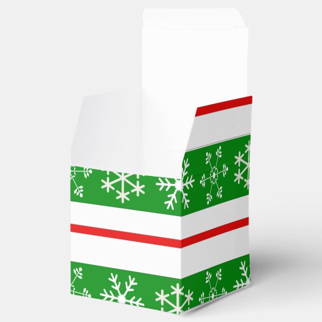 Red and Green Snowflake Treat Box (Opened)