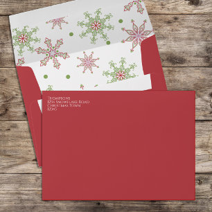 Red and Green Snowflakes Christmas Envelope