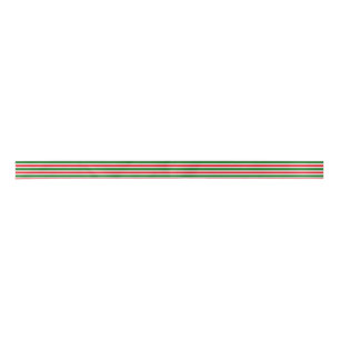 Red and Green Solid Stripes Christmas Satin Ribbon