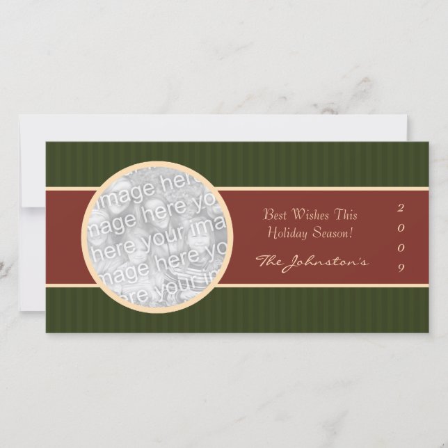 Red and Green Sophisticated Holiday Photo Cards (Front)