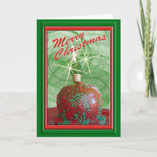 Red and Green Sprinkled Caramel Apple Holiday Card
