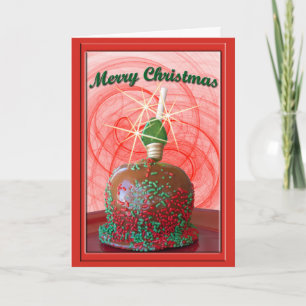 Red and Green Sprinkled Caramel Apple Holiday Card