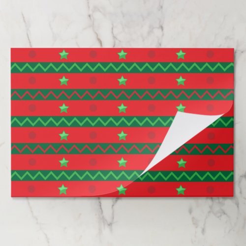 Red And Green Stars And Zigzag Stripes Christmas Paper Pad