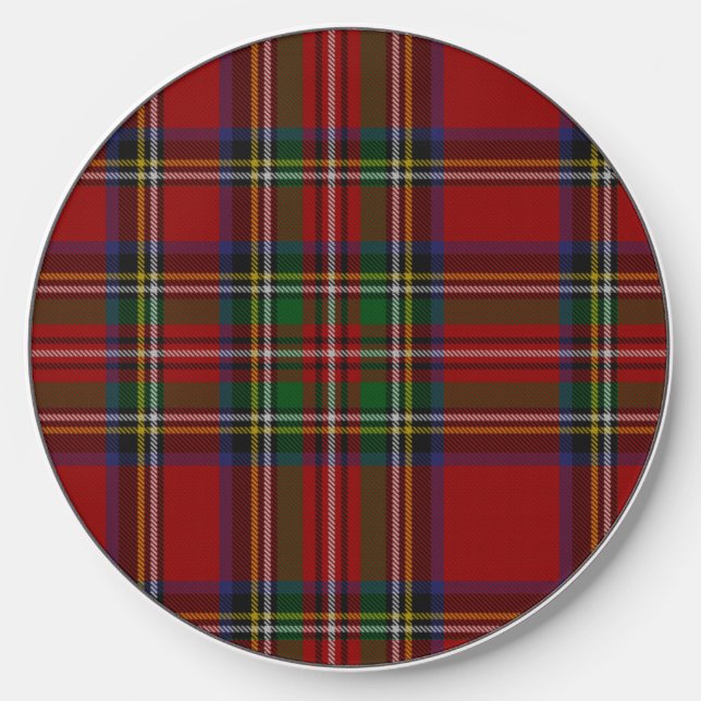 Red and Green Stewart Plaid Tartan Wireless Charger (Front)
