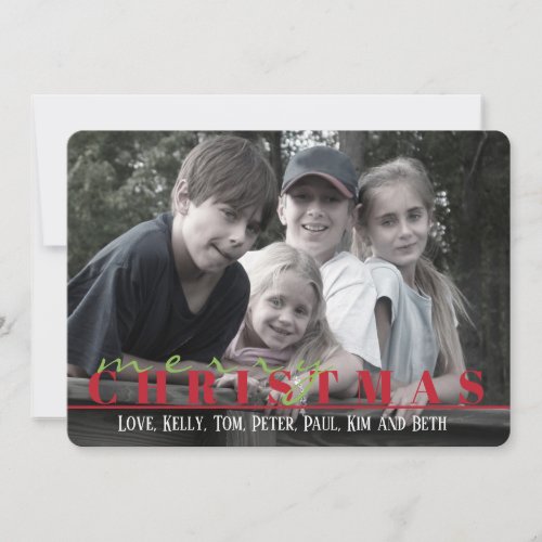 Red and green stripe Double Sided Photo Card