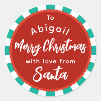 Red and green striped From Santa gift sticker