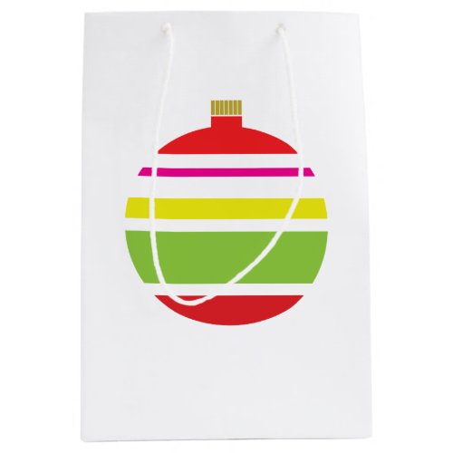 Red and Green Striped Ornament Medium Gift Bag