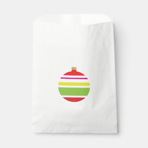 Red and Green Striped Ornament Merry Xmas Favor Bag