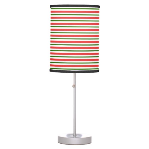 Red and Green Striped Table Lamp