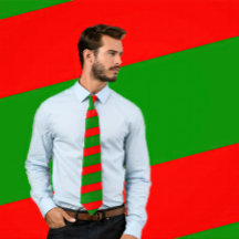 Red and Green Striped Tie (Thick Stripes)