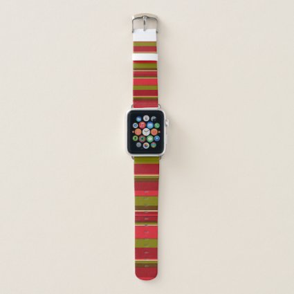 Red and Green Stripes Abstract Pattern Apple Watch Band