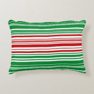 Red and Green Stripes Accent Pillow