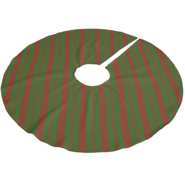 Red and Green Stripes Brushed Polyester Tree Skirt (Angled)
