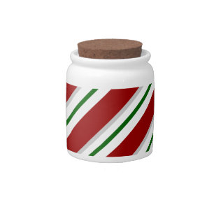 Red and Green Stripes Candy Jar