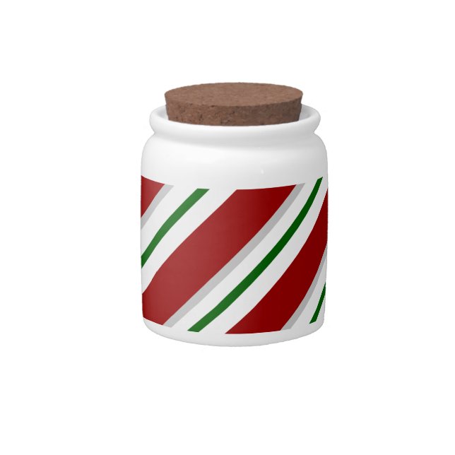 Red and Green Stripes Candy Jar (Front)