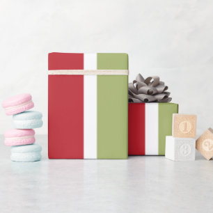 Red and Green Stripes Christmas Gift Wrapping Paper