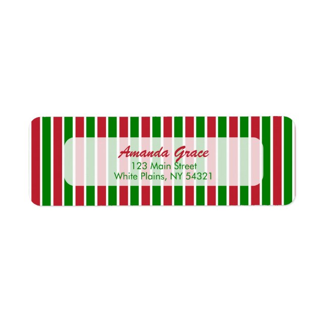 Red and Green Stripes Christmas/Holidays Label (Front)
