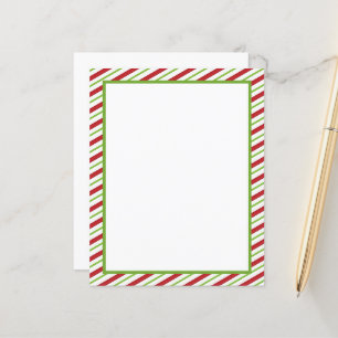 Red and green stripes Christmas stationery