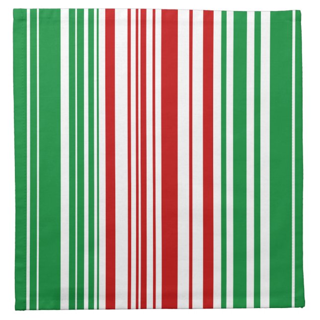 Red and Green Stripes  Cloth Napkin (Front)
