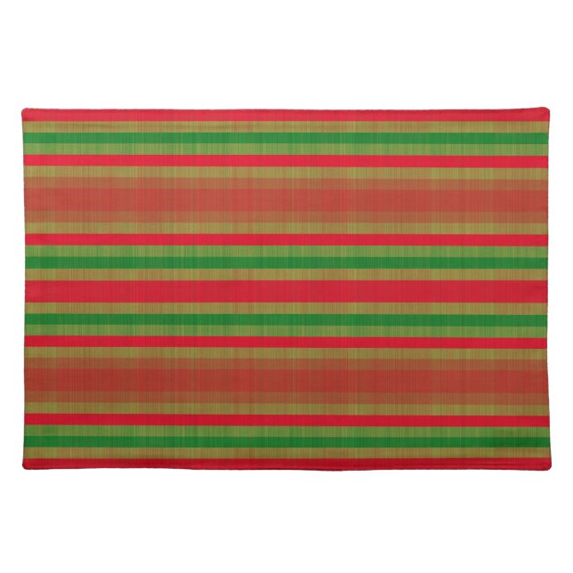 Red and Green Stripes Cloth Placemat (Front)