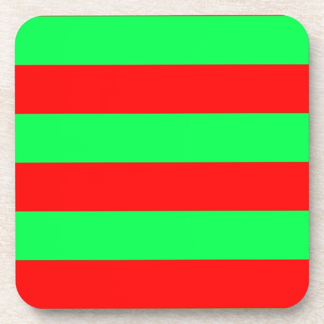 Red and Green Stripes Design Beverage Coaster (Front)