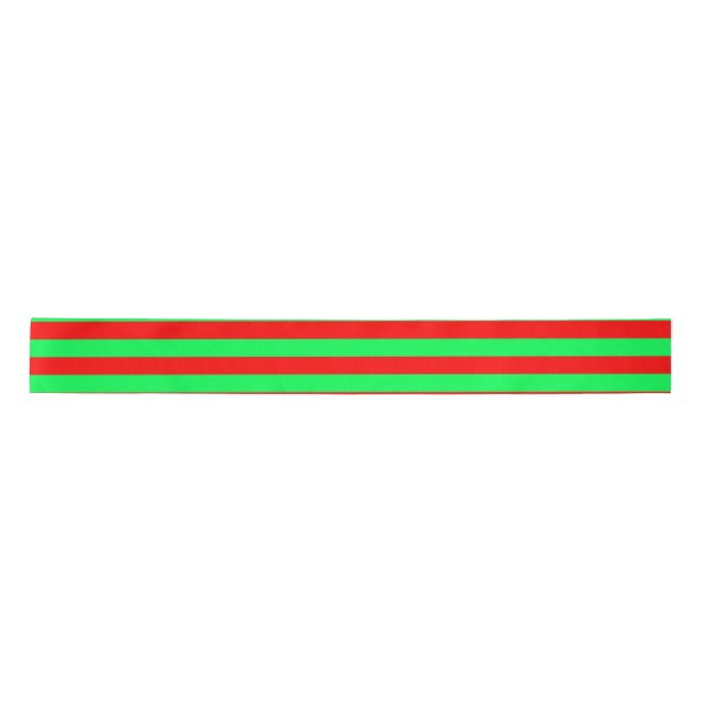Red and Green Stripes Design Satin Ribbon (Front)