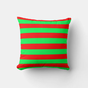 Red and Green Stripes Design Throw Pillow