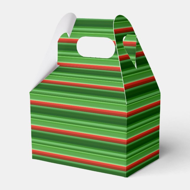 Red and Green Stripes   Favor Boxes (Front Side)