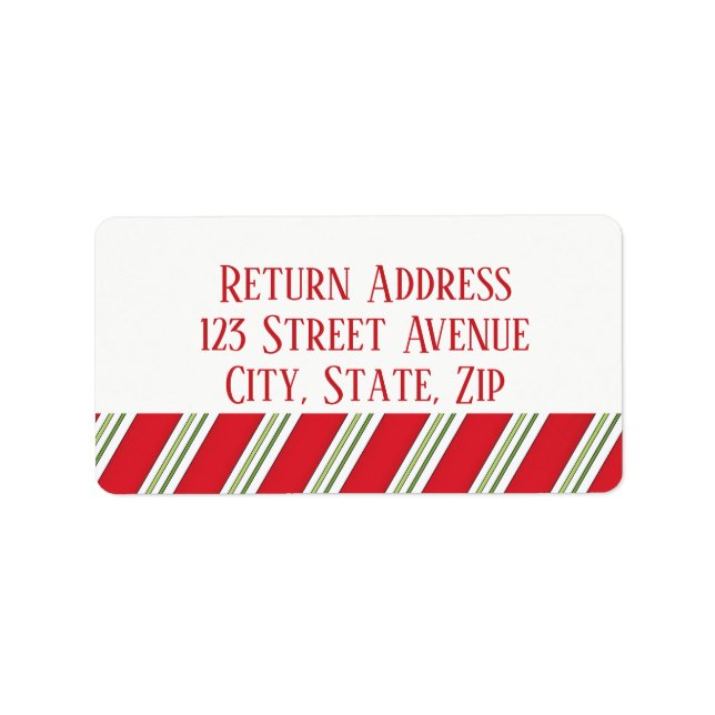 red and green stripes Holiday Mailing Label (Front)