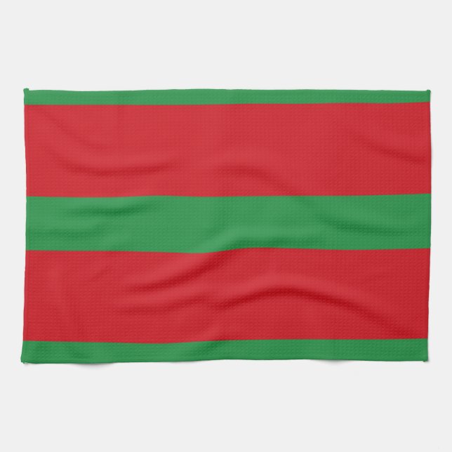Red and green stripes kitchen towel (Horizontal)