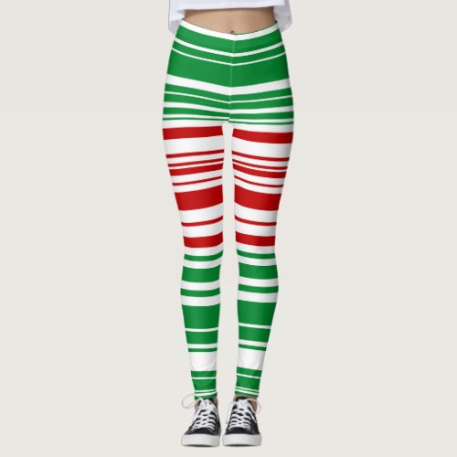 Red and Green Stripes Leggings