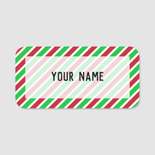 Red and Green Stripes Name Tag