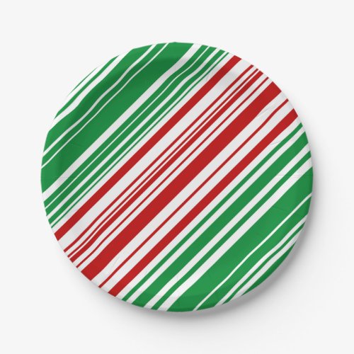 Red and Green Stripes Paper Plates