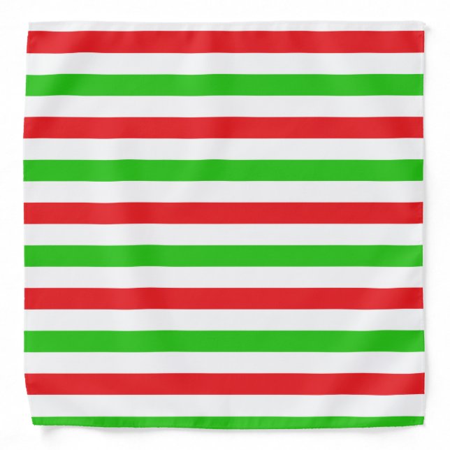Red and Green Stripes Pattern Bandana (Front)